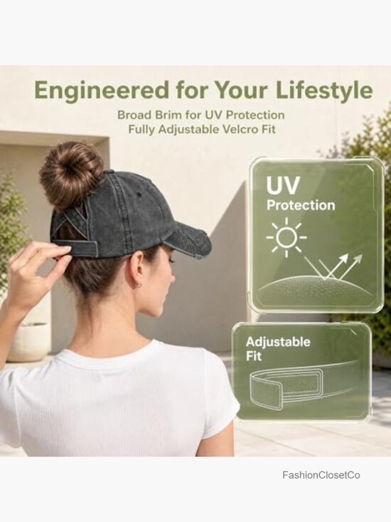 Vintage Washed Cotton Criss Cross Ponytail Baseball Cap Adjustable main image 4